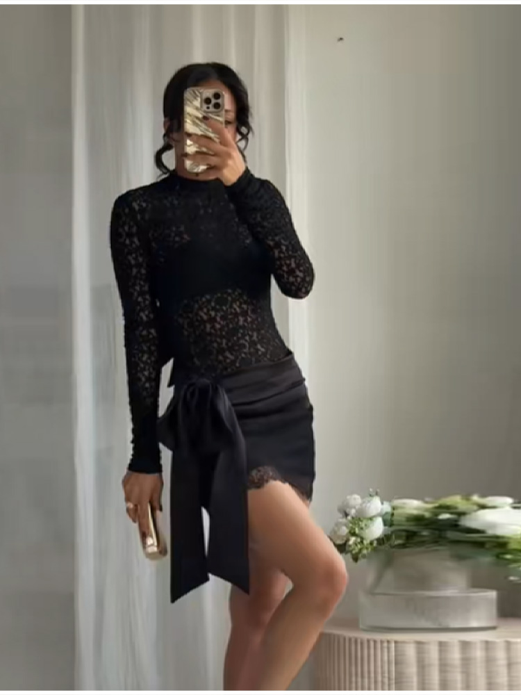 Fashion Black Lace Set Satin B - đánh giá và giá Summer Vacation Clothing Women