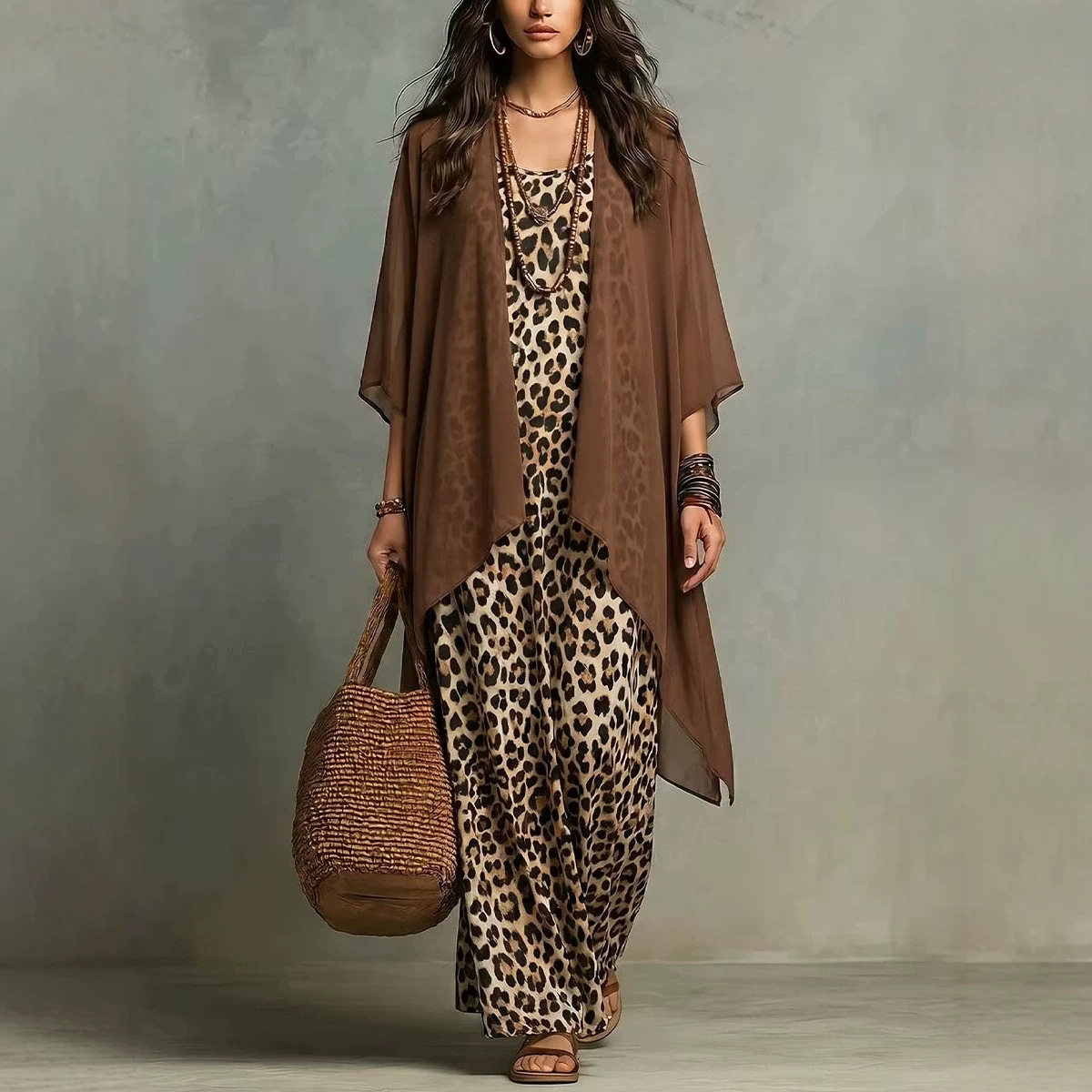 Chiffon Leopard Print Spaghett - đánh giá và giá Summer Vacation Clothing Women