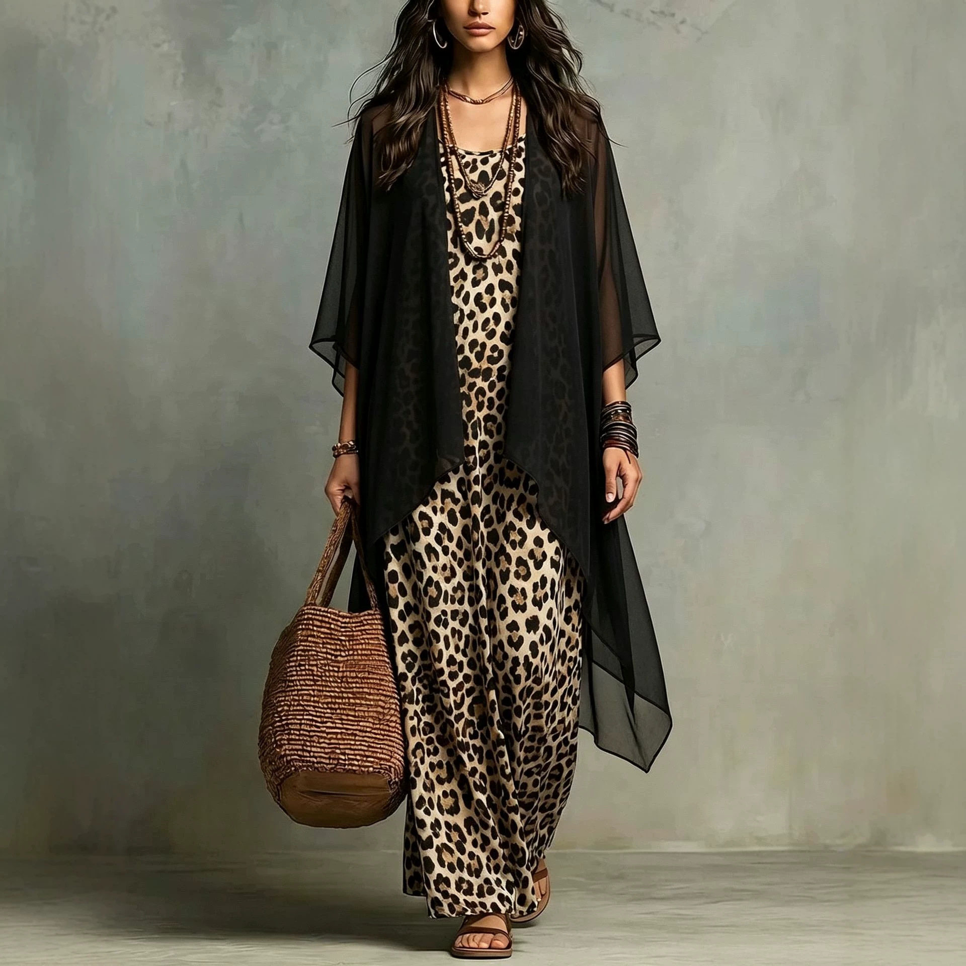 Chiffon Leopard Print Spaghett - đánh giá và giá Summer Vacation Clothing Women
