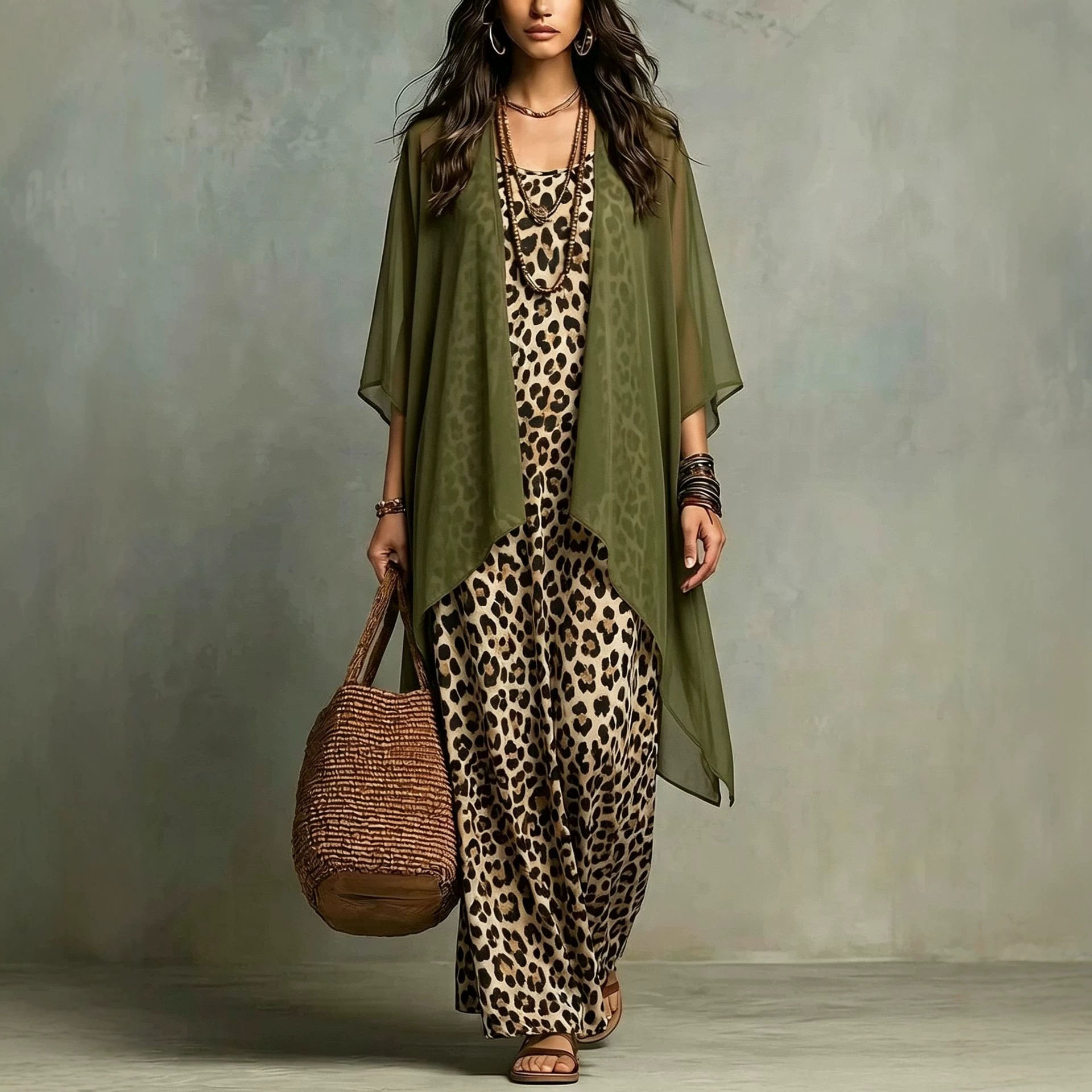 Chiffon Leopard Print Spaghett - đánh giá và giá Summer Vacation Clothing Women