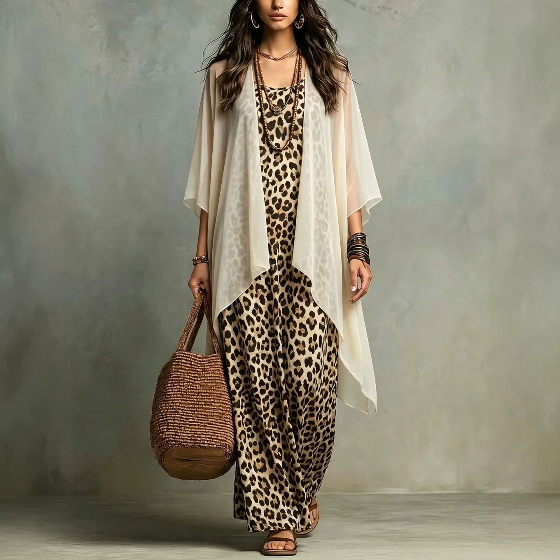 Chiffon Leopard Print Spaghett - đánh giá và giá Summer Vacation Clothing Women
