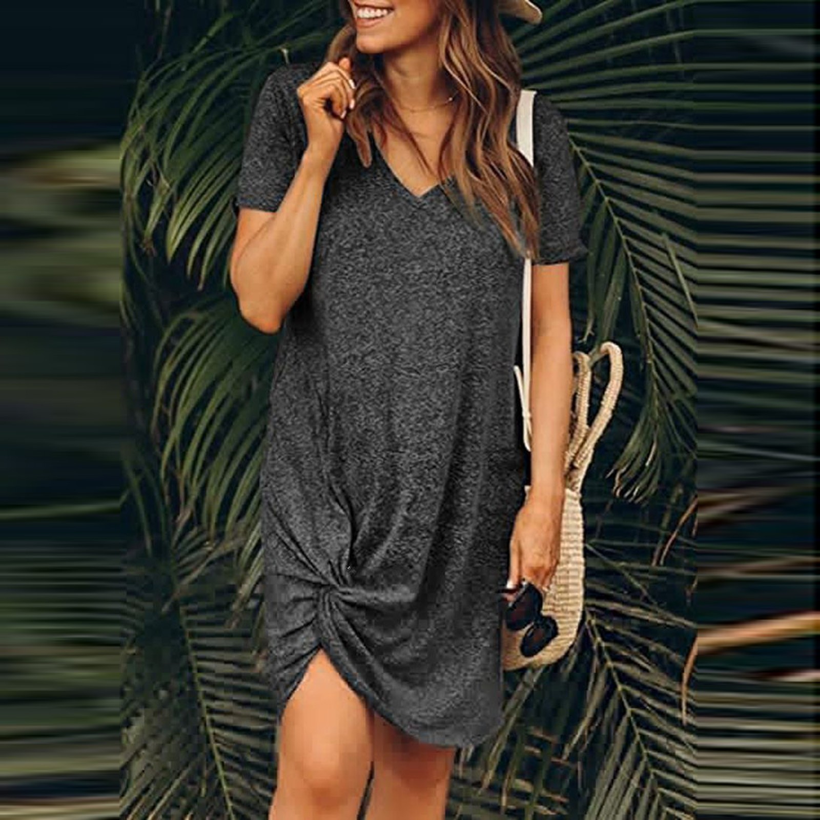 Casual Twist Hem Dress Women H - đánh giá và giá Summer Clothing Essentials Women