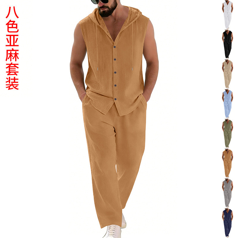 Men's Casual Linen Suit Hooded - đánh giá và giá Summer Clothing Usa
