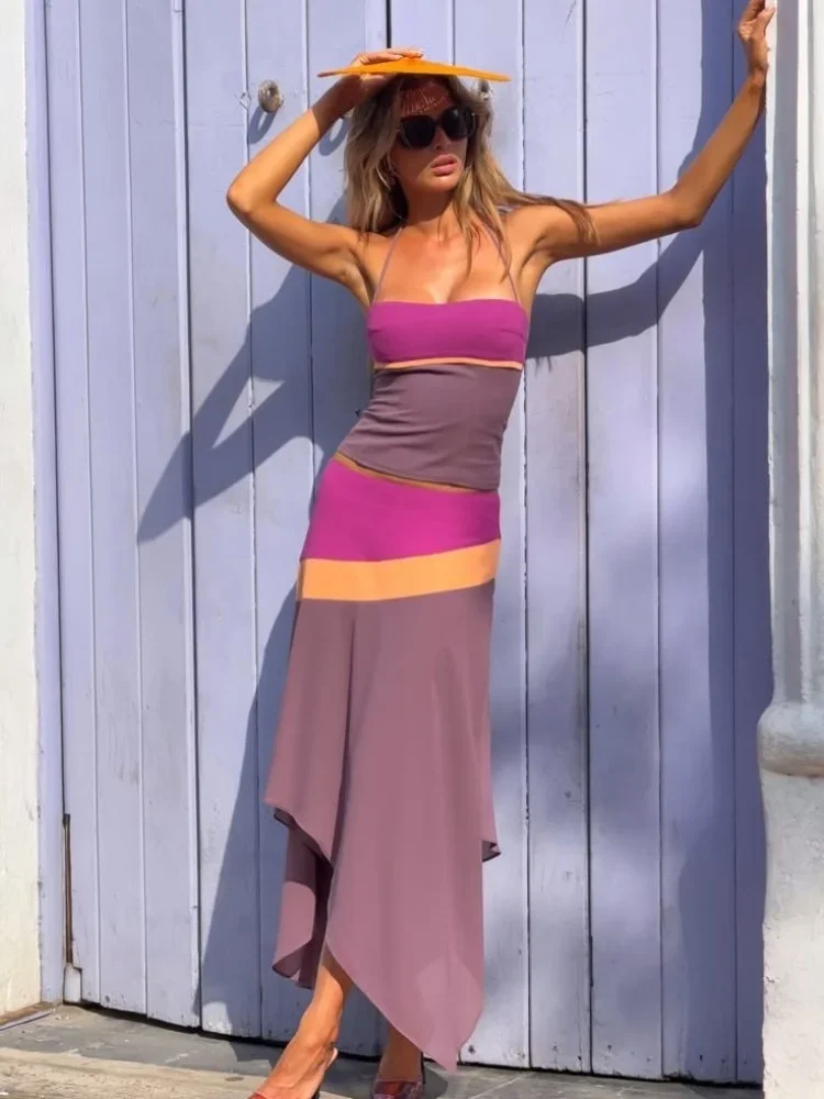 Trendy Color Block Two Piece S - đánh giá và giá Summer Vacation Clothing Women