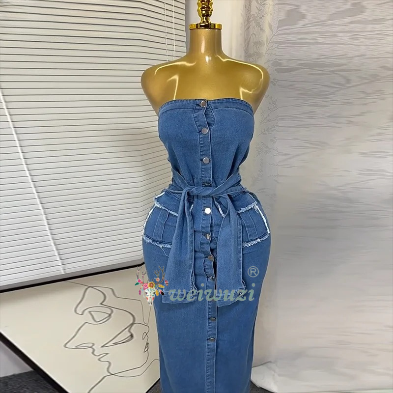 2026 Women Retro Strapless Den - đánh giá và giá Summer Clothing Juniors