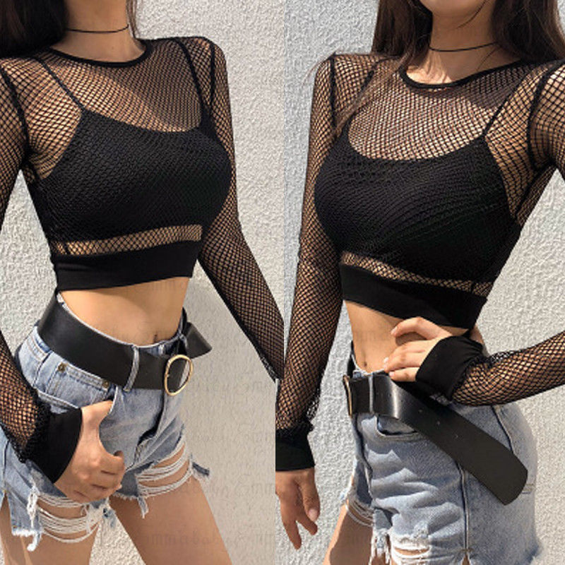 Đen Gợi Cảm Rỗng Ra Lưới Nữ Sk - đánh giá và giá Summer Clothing Old Money