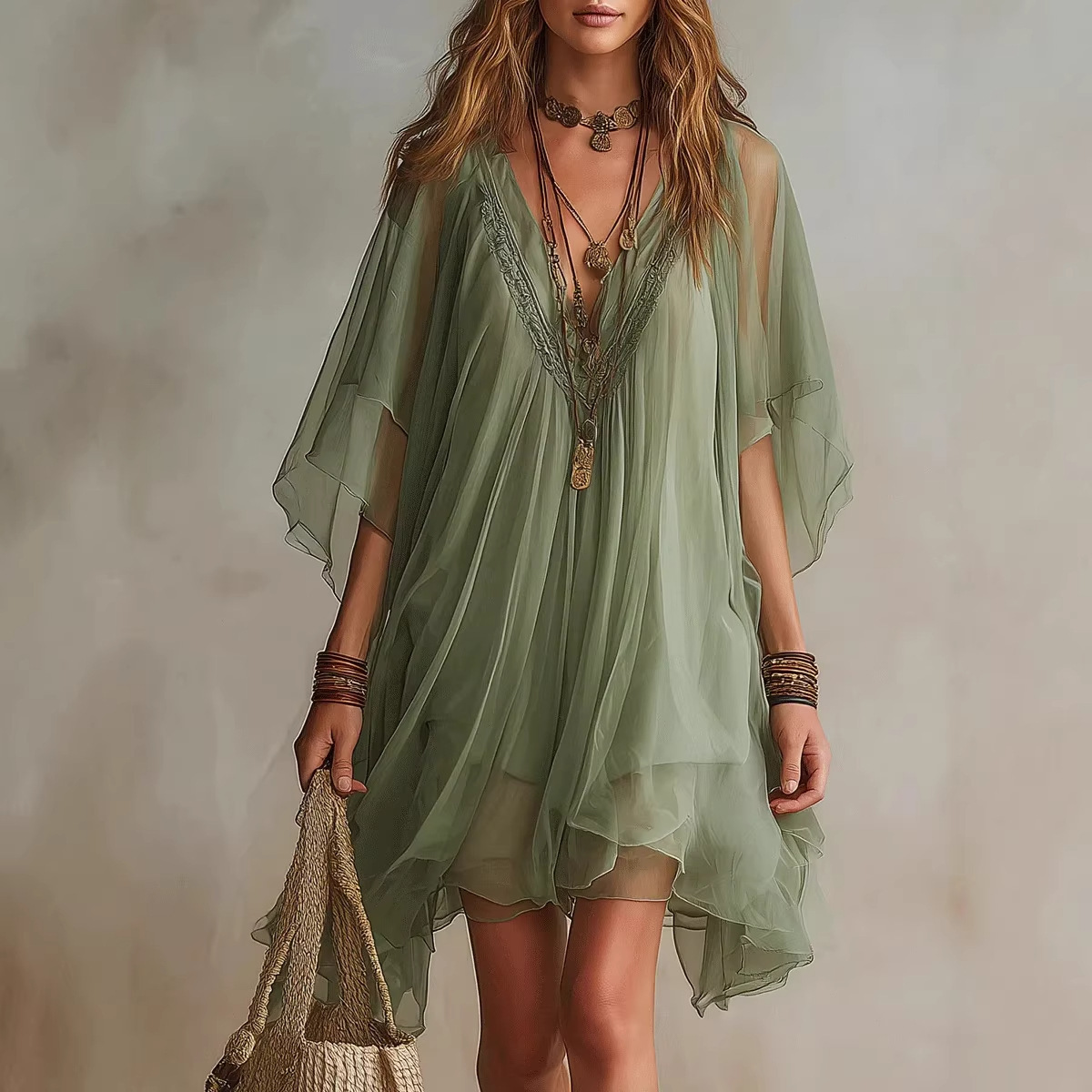 Summer New Women's V-Neck Chif - đánh giá và giá Summer Vacation Clothing Women