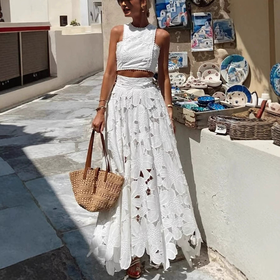 Women's White Floral Lace Embr - đánh giá và giá Summer Vacation Clothing Women
